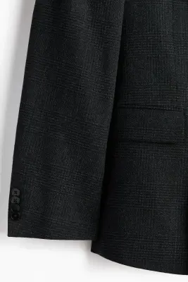 Veste croisée Regular Fit en laine mélangée - Bleu marine/carreaux — photo 5