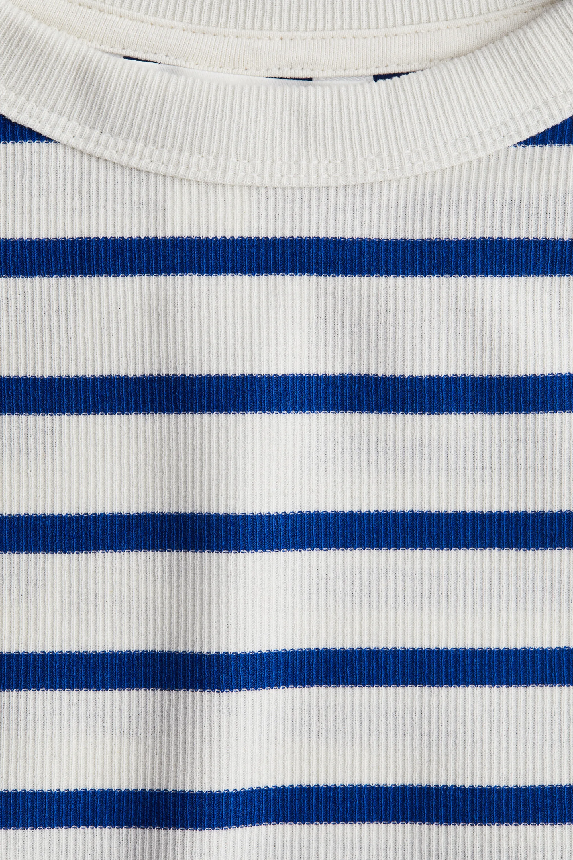 T-shirt côtelé - Crème/rayures bleu vif