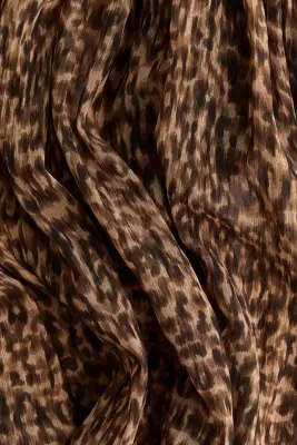 Blouse en mousseline avec détails à nouer - Marron foncé/imprimé léopard — photo 4