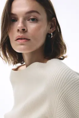 Top en maille côtelée - Beige clair — photo 3