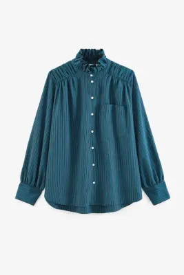 Chemise Léonor rayures vert et bleu — photo 3