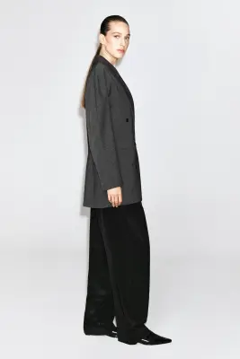 BLAZER LONG CROISÉ SCULPTÉ - GRIS CHINÉ — photo 5