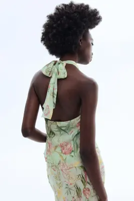 Top dos nu en viscose - Vert clair/fleuri — photo 2