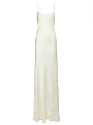 Robe de mariée longue dos nu bretelles fines satin blanc Prix boutique 950€ Taille 38 (UK10) — photo 1