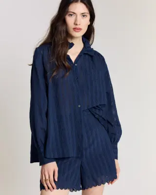 Chemise Leonor marine texturé — photo 1