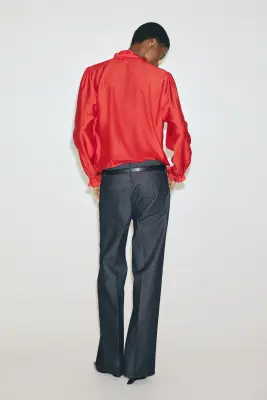 Blouse à col volanté - Rouge — photo 2