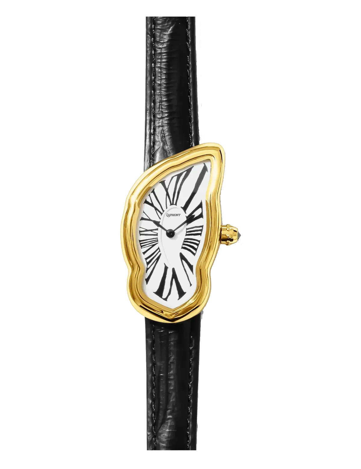 LAPHONT MELTING WATCH LARGE GOLD BLACK STRAP