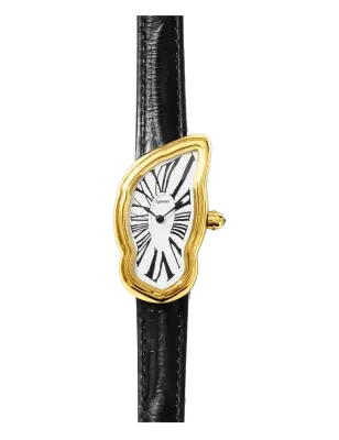 LAPHONT MELTING WATCH LARGE GOLD BLACK STRAP — photo 1