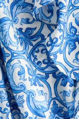 Combi-short volanté en viscose mélangée - Bleu/motif — photo 5