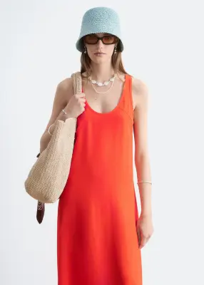 Robe midi à encolure dégagée - Orange — photo 1