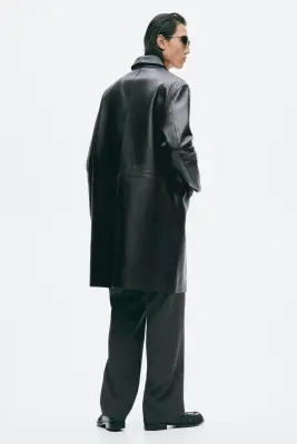Long leather coat - Noir — photo 5