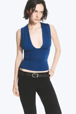 Top corset en lyocell à col V - Bleu vif — photo 2