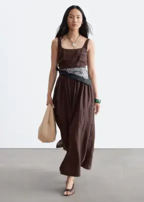 Robe midi évasée - Marron foncé — photo 1
