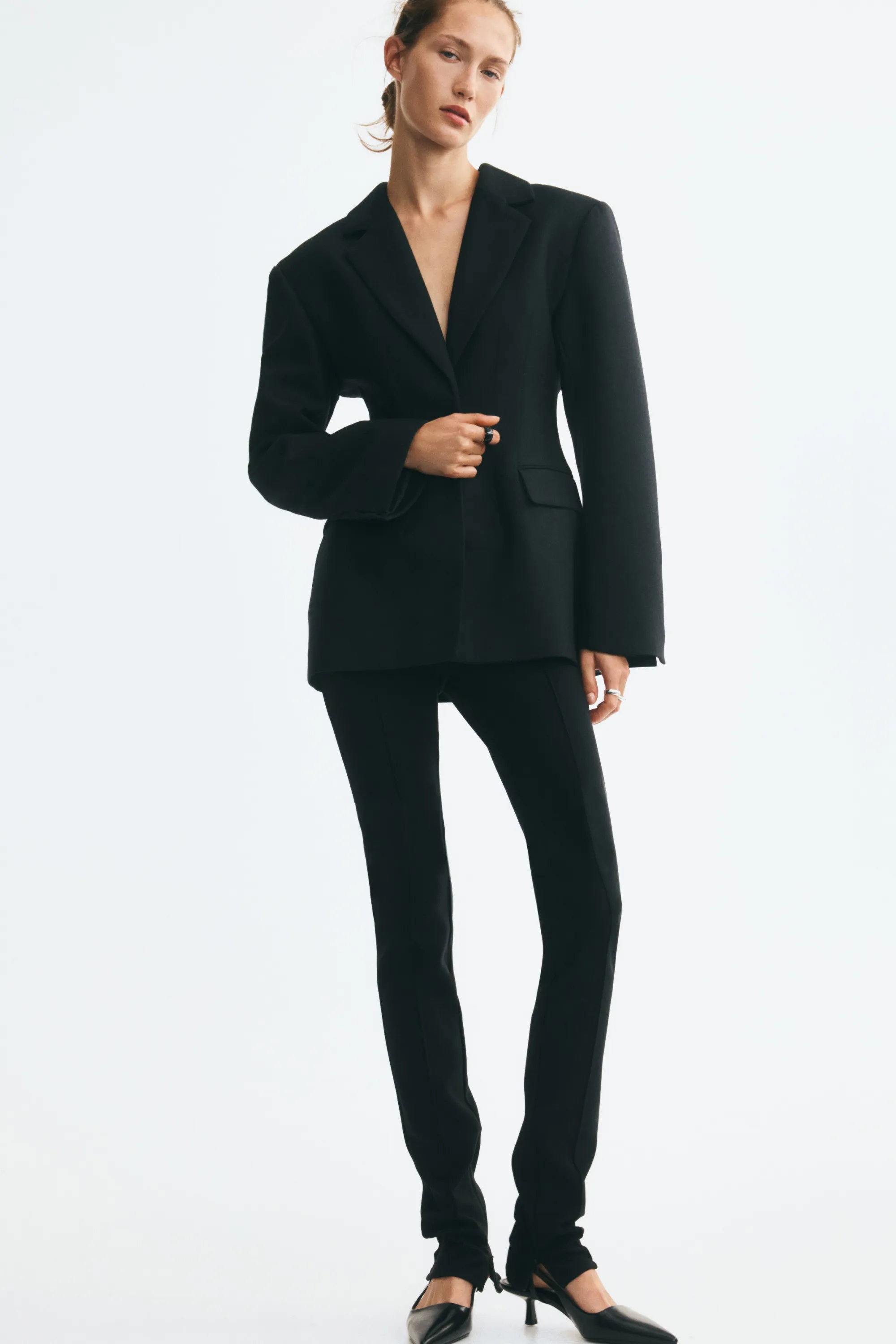 Blazer sablier en laine mélangée - Noir