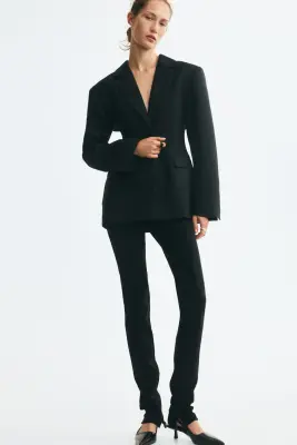 Blazer sablier en laine mélangée - Noir — photo 1