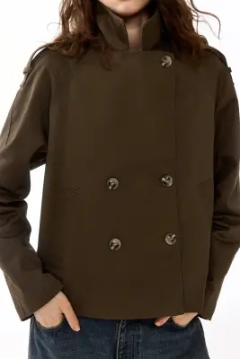 Trench-coat court - Vert kaki foncé — photo 3
