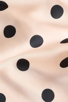 Robe en satin avec jupe évasée - Beige clair/pois — photo 4
