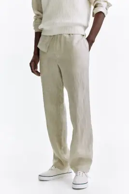 Pantalon Regular Fit en lin - Beige clair — photo 1