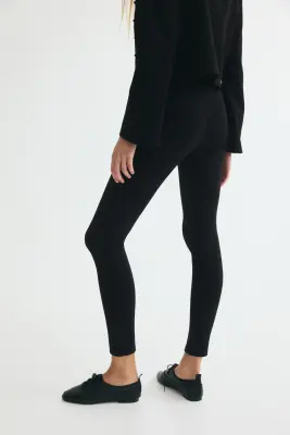 Legging avec plis devant - Noir — photo 3