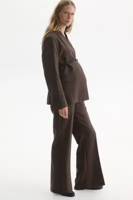 MAMA Pantalon bootcut - Marron/motif pied-de-poule — photo 1