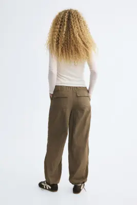 Pantalon parachute en nylon - Vert olive — photo 2