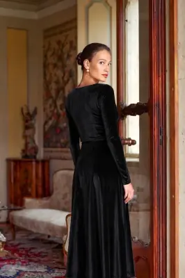 Azure Velvet Dress - Black — photo 3