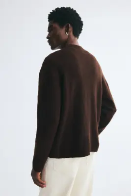 Pull Regular Fit à la finition brossée - Marron foncé — photo 3