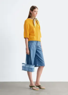 T-shirt en maille de coton - Jaune — photo 3