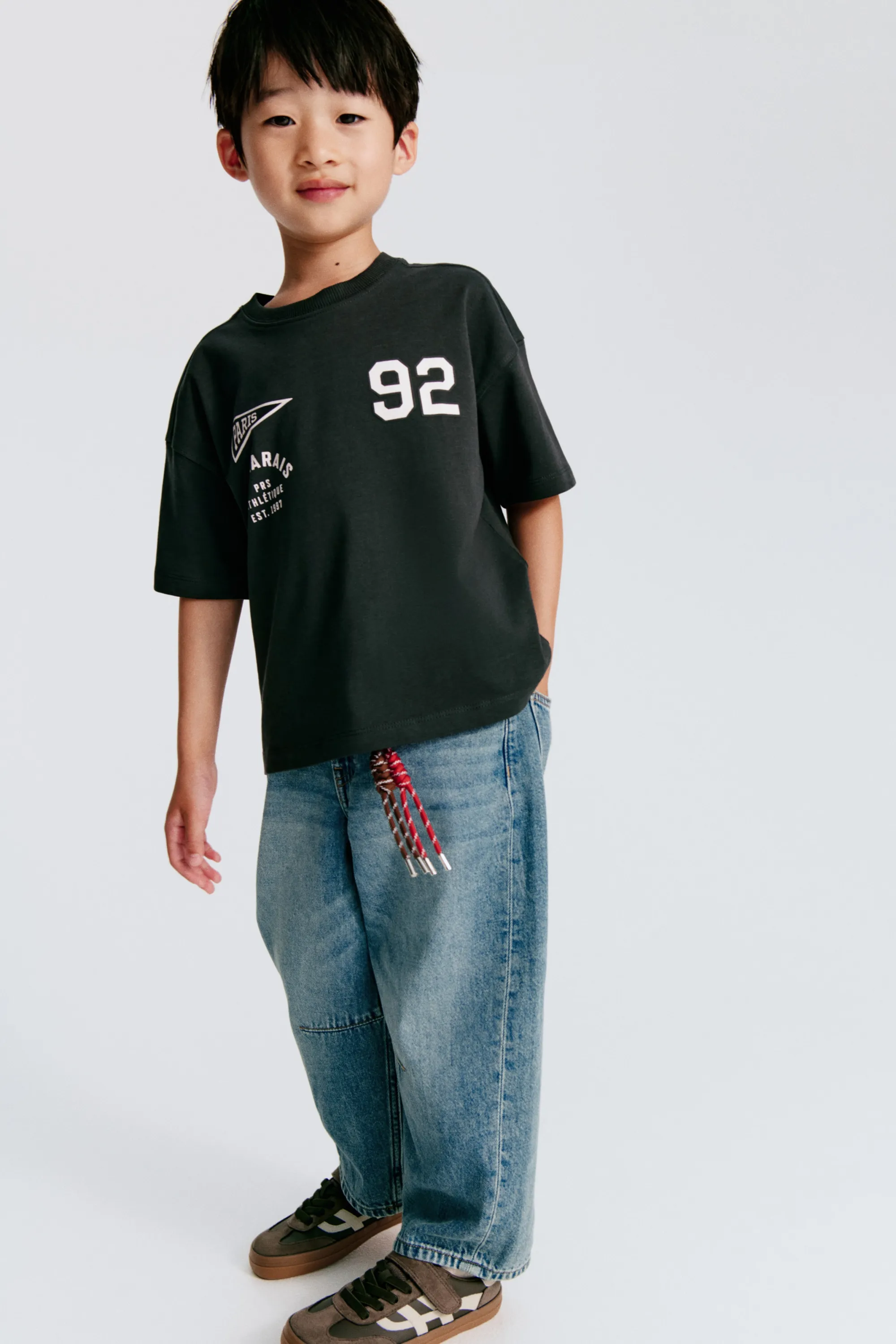 Loose Fit Barrel Jeans - Bleu denim