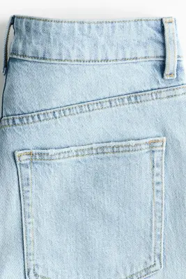 Short taille haute en denim - Bleu denim clair — photo 5