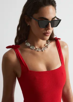 Maillot de bain texturé à nouer - Rouge — photo 1