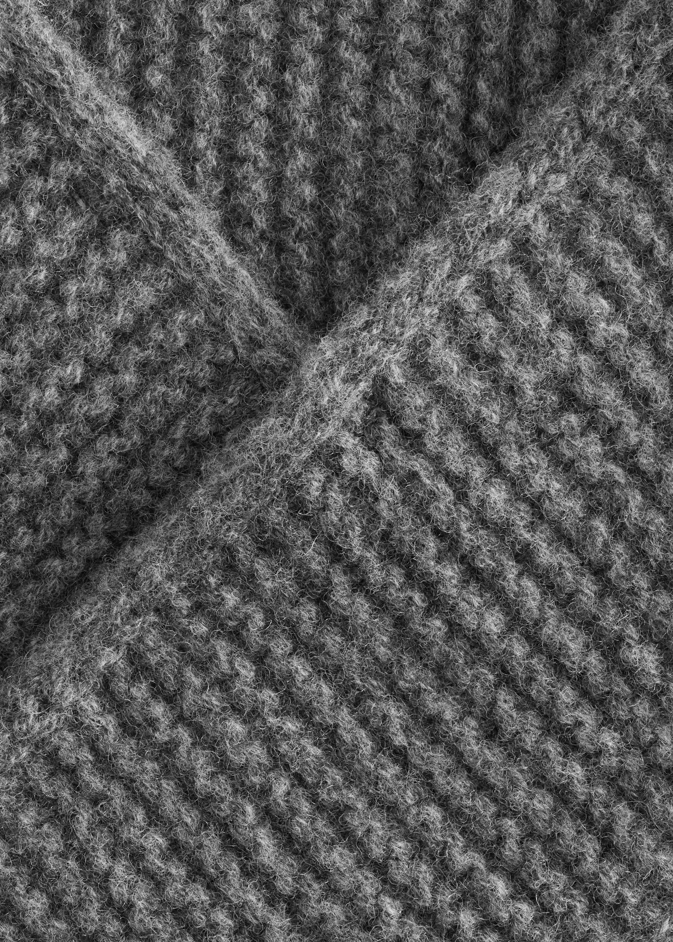 Écharpe en laine à point mousse - Gris