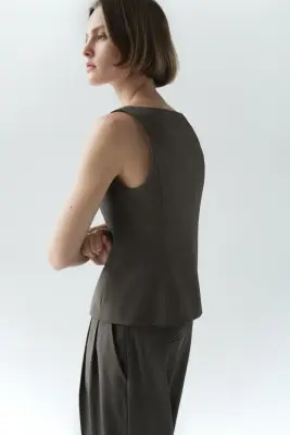 Gilet sans manches ajusté - Taupe foncé — photo 2