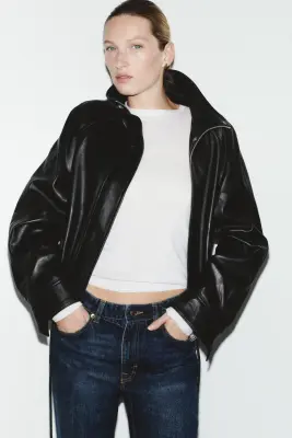 Veste oversize en cuir - Noir — photo 3