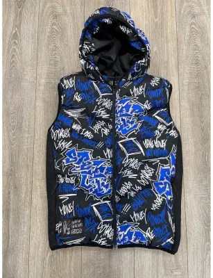 Doudoune SKR graffiti Noir Bleu