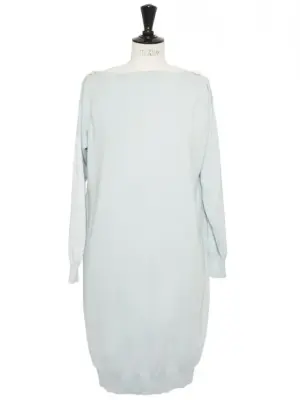 Robe manches longues en maille de cachemire et soie bleu clair Prix boutique 2600€ Taille 38 — photo 1