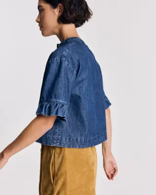 Blouse Constantine bleu chambray foncé — photo 4