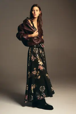Jupe loose maxi - Noir/fleuri — photo 2