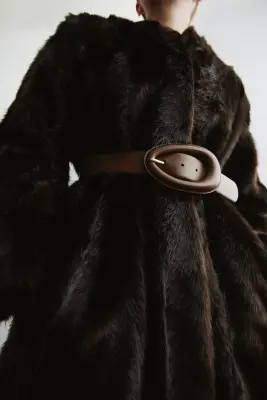 Ceinture en tissu enduit - Marron — photo 2
