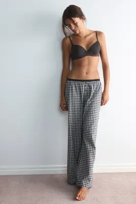 Pantalon de pyjama en flanelle - Noir/vichy — photo 2