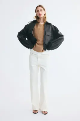 Pull oversize en laine - Beige foncé — photo 3