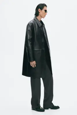 Long leather coat - Noir — photo 4