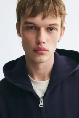 Veste à capuche zippée Oversized Fit - Bleu foncé — photo 2