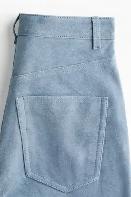 Pantalon en cuir velours - Bleu ancien — photo 5