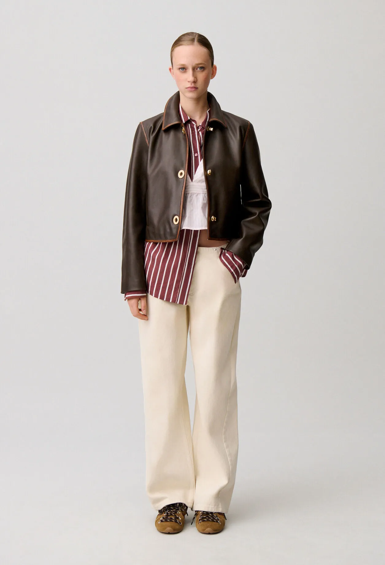 Veste courte cuir vieilli