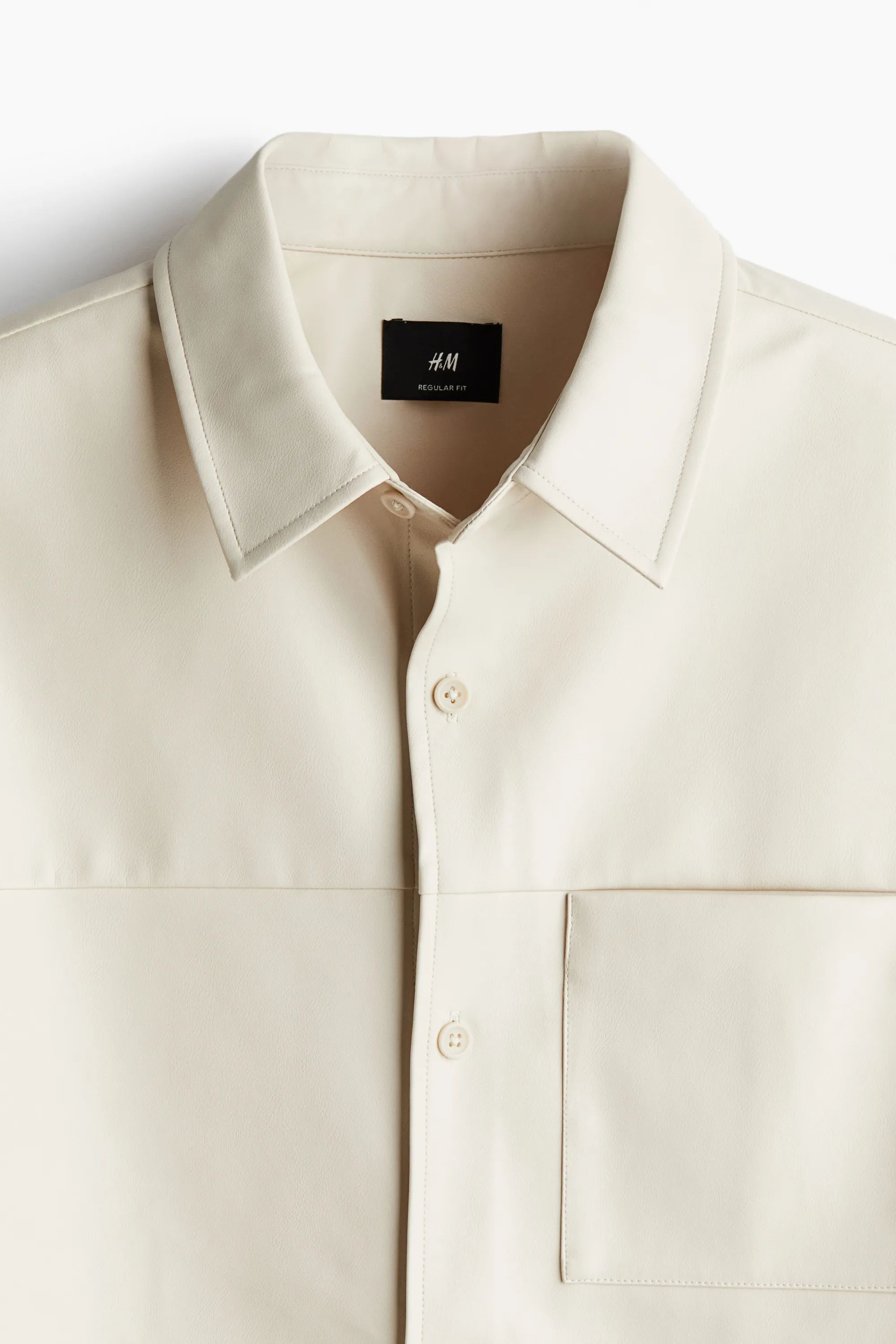 Chemise Regular Fit en tissu enduit - Beige clair