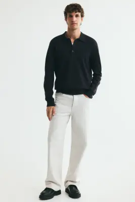 Polo Regular Fit en maille - Bleu marine — photo 1