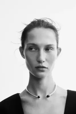 Collier rigide à charnière - Argenté/noir — photo 1