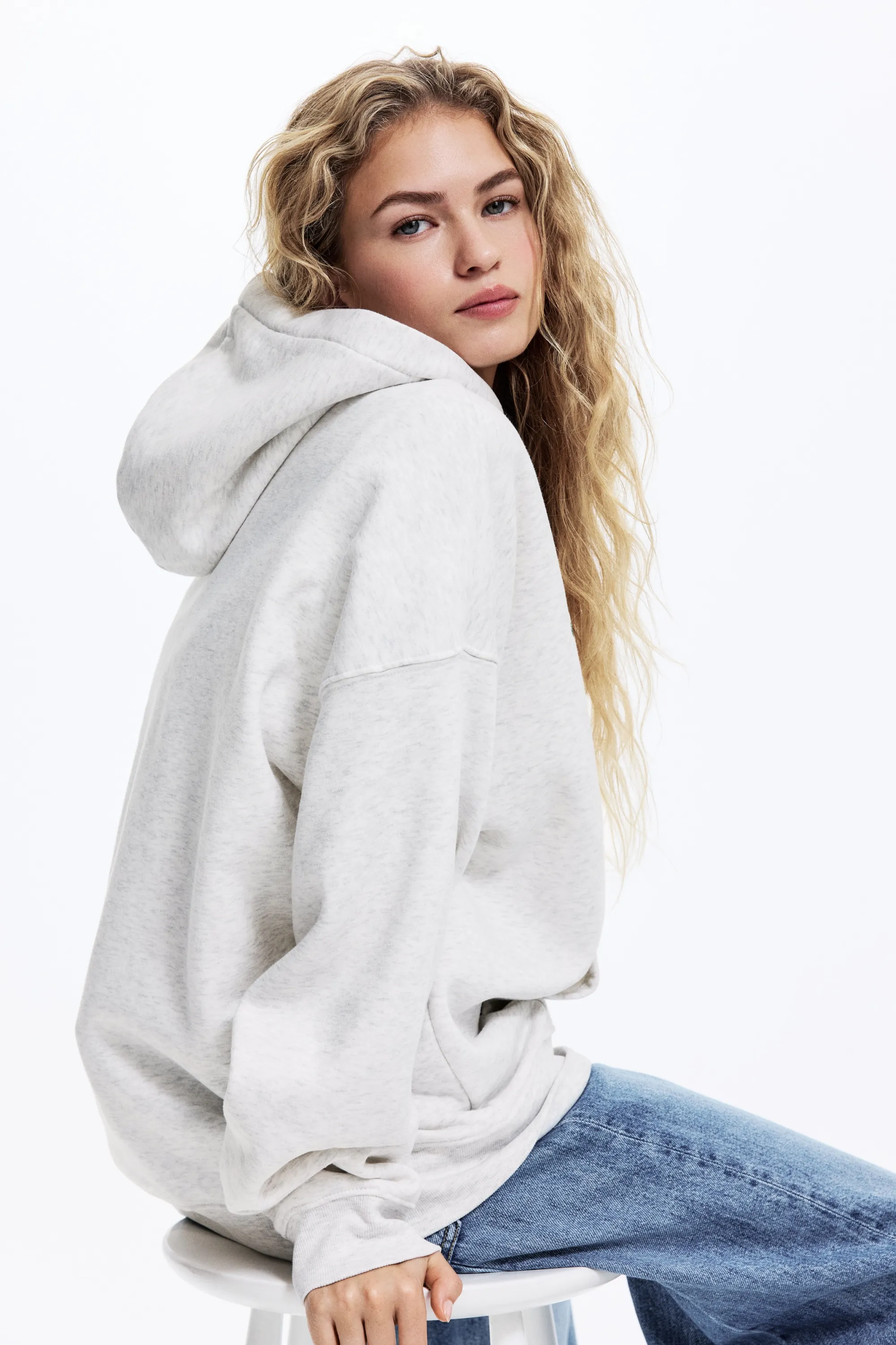 Hoodie oversize - Gris clair chiné/Wellness