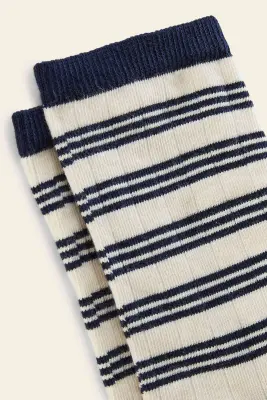 Chaussettes Ella rayures marine et écru — photo 4